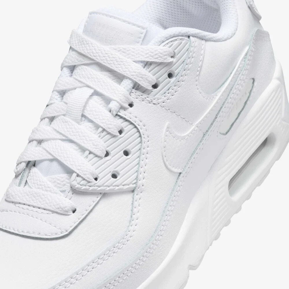 Nike Air Max 90 HF6358-102 Sneakers Kids 4.5 White Leather Casual Shoes RHS9308